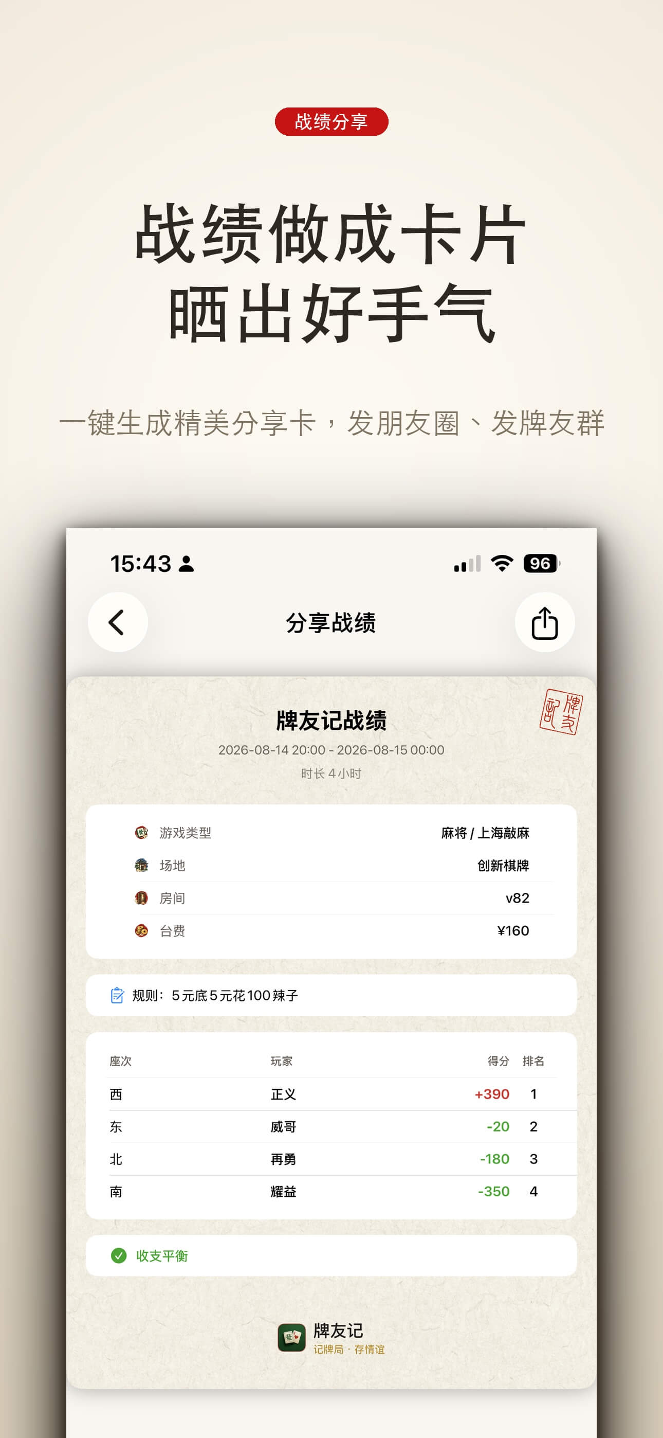 战绩分享